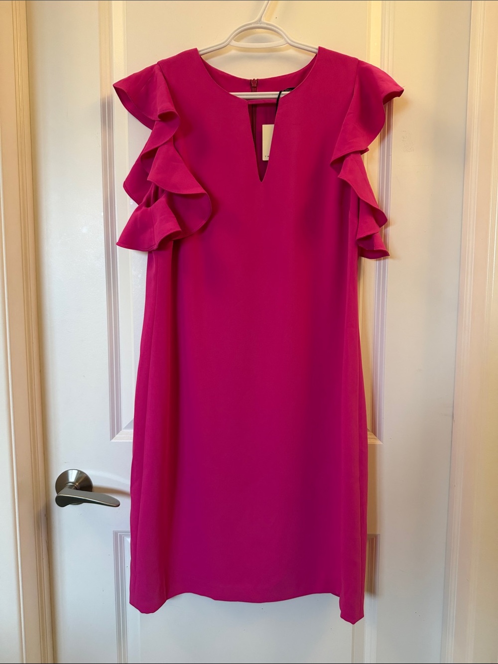 Trina Trina Turk Fuchsia Ruffle Sleeve Mini Dress